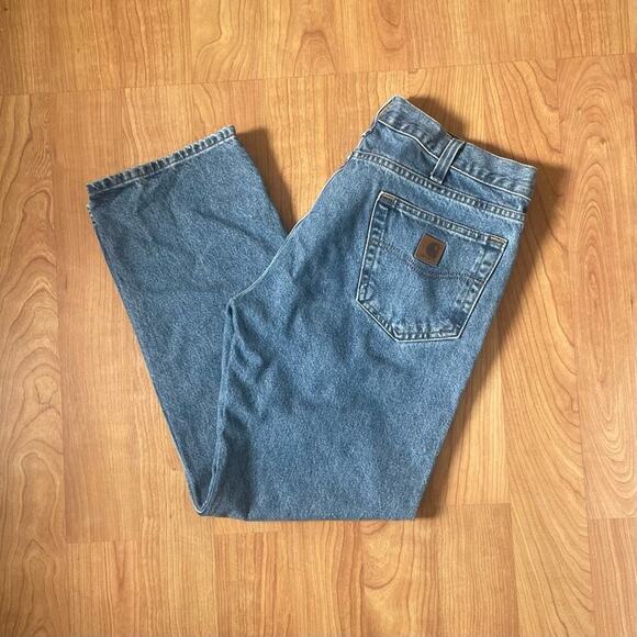 Carhartt VTG Jeans Unisex 35x30 Blue Denim Y2K Made in USA 100% Cotton - Picture 2 of 6